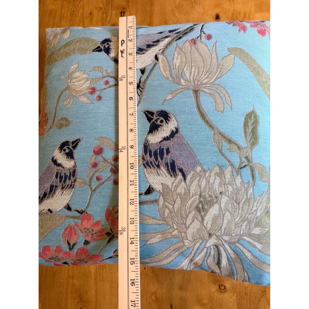 Westex Blue Bird Tapestry Throw Pillow 16x16 Floral Botanical Woven Accent